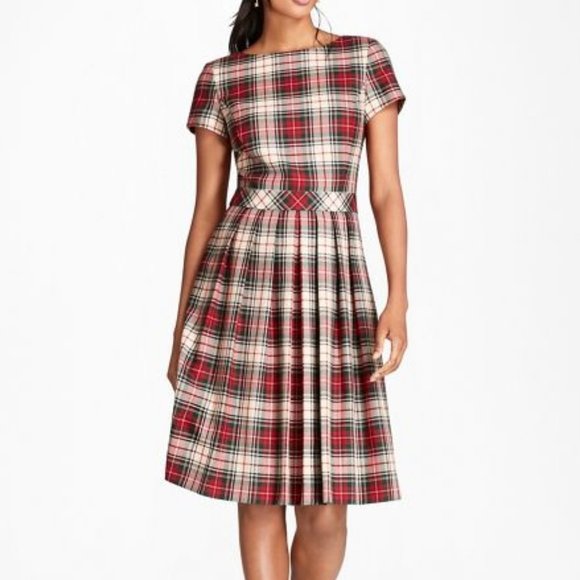 Brooks Brothers Dresses & Skirts - Brooks Brothers Pleated Tartan Plaid Wool Twill Dress Christmas Holiday Party 2